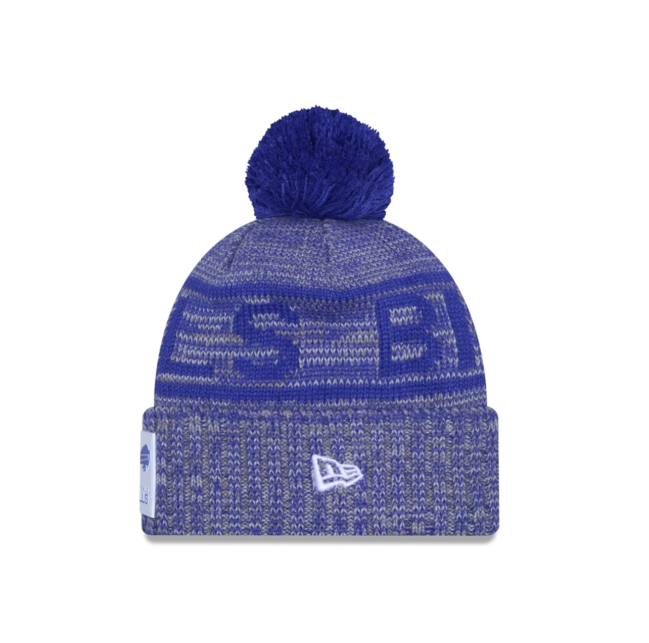 Buffalo Bills New Era 2025 NFL Sideline Sport Cuffed Pom Knit Hat - Graphite/Blue