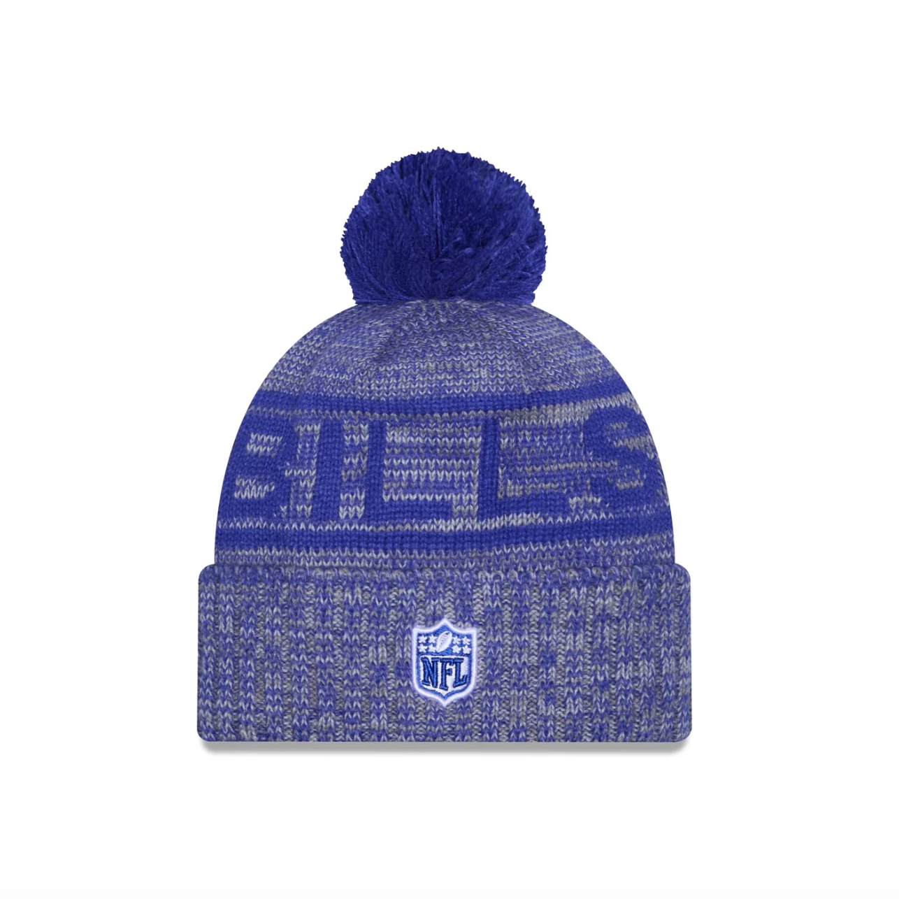 Buffalo Bills New Era 2025 NFL Sideline Sport Cuffed Pom Knit Hat - Graphite/Blue
