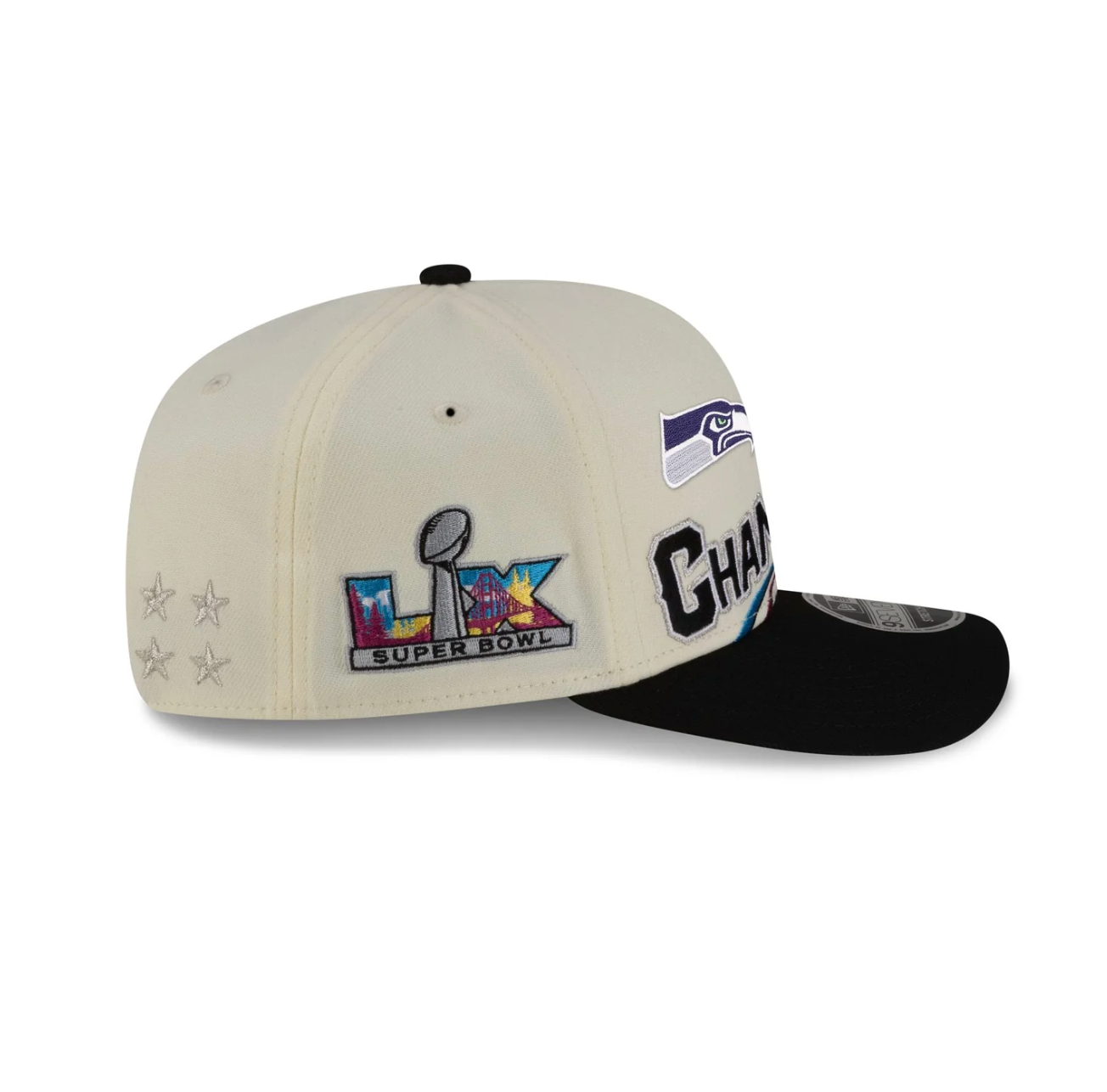 Seattle Seahawks Super Bowl LX Champions Locker Room 9SEVENTY Stretch Snapback Hat - Chrome/Black