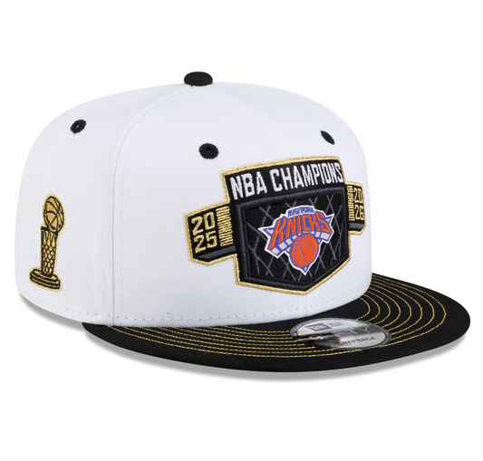 New York Knicks New Era 2026 NBA Finals Champions Locker Room 9FIFTY Snapback Hat - White/Black