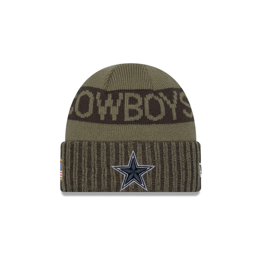 Dallas Cowboys New Era 2025 Salute to Service Cuffed Knit Hat - Dark Green