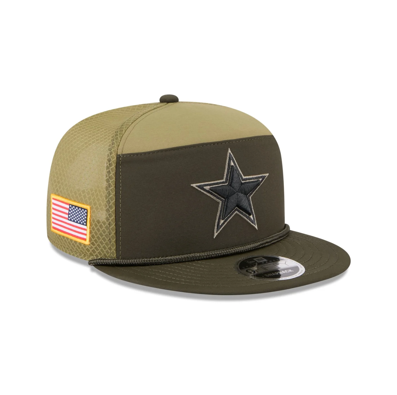 Dallas Cowboys New Era 2025 Salute to Service Split Panel 9FIFTY Snapback Hat - Dark Green