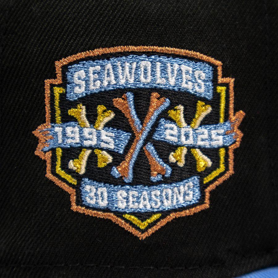 Erie Seawolves "ICED OUT" Exclusive New Era 59Fifty Fitted Hat - Black/Sky