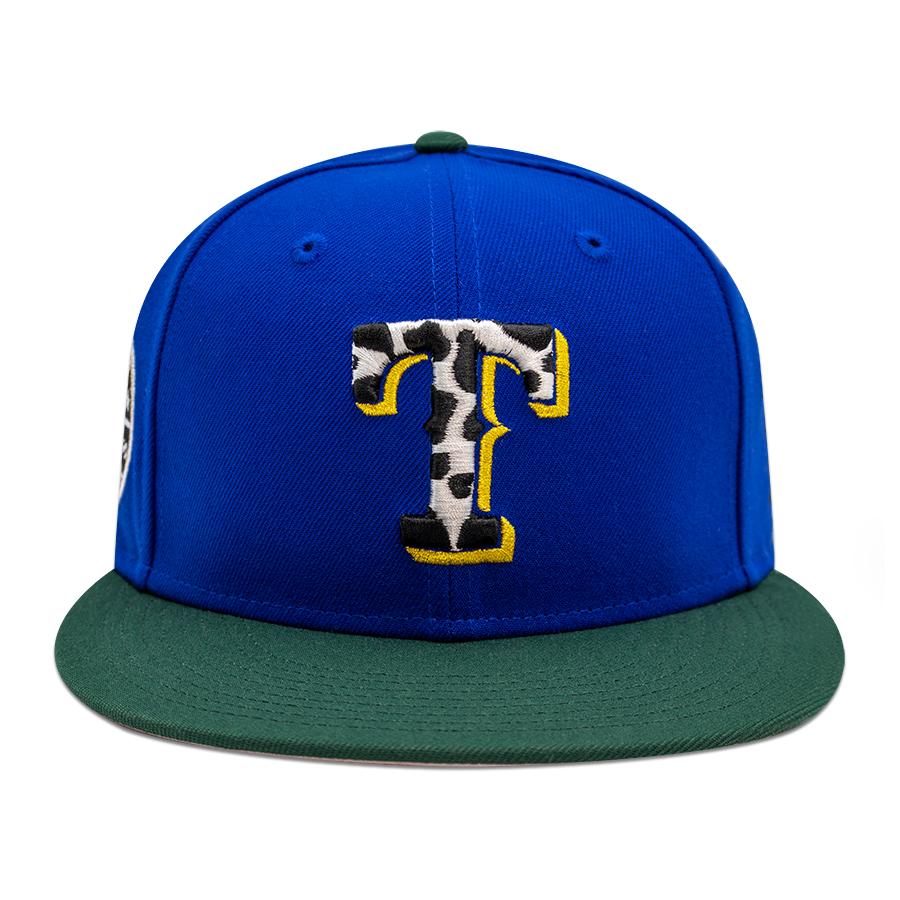 Texas Rangers "THE TONIGHT DOUGH" Exclusive New Era 59Fifty Fitted Hat - Calming Blue/Dark Green Pinky