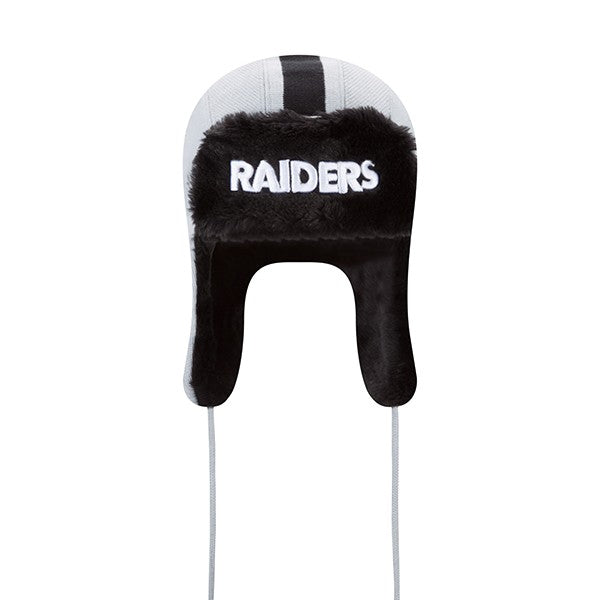 Oakland Raiders New Era NFL Helmet Head Trapper Knit Hat - Black/ Gray