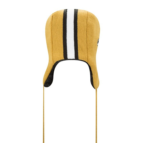 New Orleans Saints New Era NFL Helmet Head Trapper Knit Hat - Black/ Gold