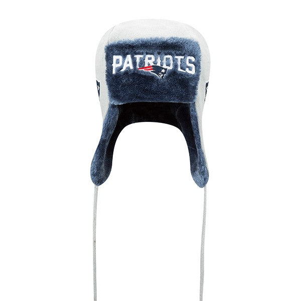 New England Patriots New Era NFL Helmet Head Trapper Knit Hat - Gray/ Navy