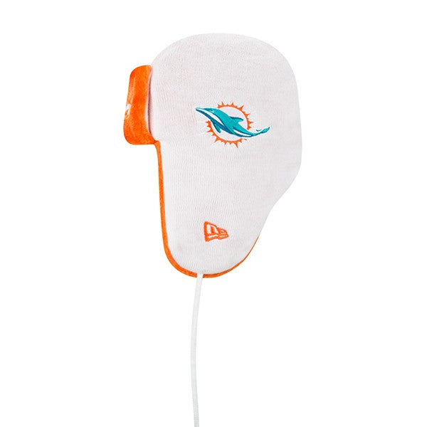 Miami Dolphins New Era NFL Helmet Head Trapper Knit Hat - Orange/ White