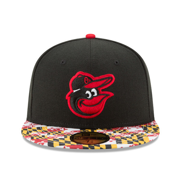 Baltimore Orioles New Era MARYLAND FLAG Fitted 59Fifty MLB Hat - Black/Red