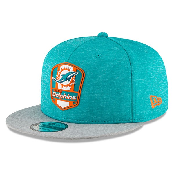 Miami Dolphins New Era 2018 NFL Sideline Road Official 9Fifty Snapback Hat