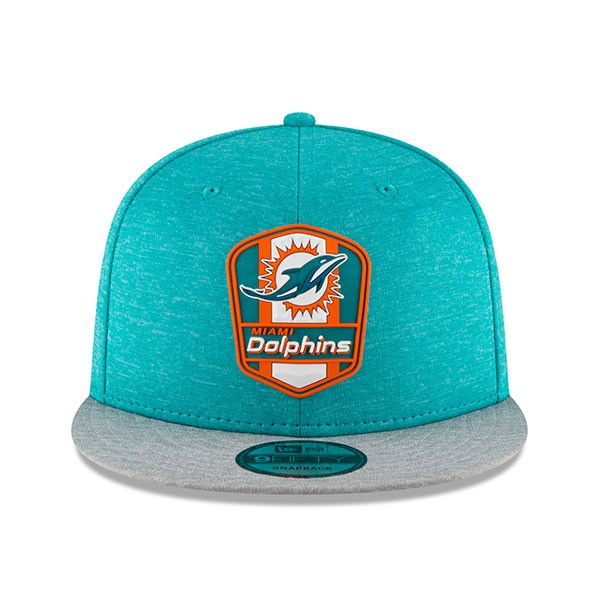Miami Dolphins New Era 2018 NFL Sideline Road Official 9Fifty Snapback Hat