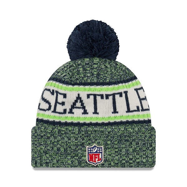 Seattle Seahawks New Era 2018 NFL On-Field SPORT KNIT Cuffed Pom Hat
