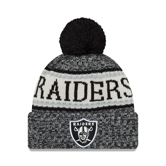 Oakland Raiders New Era 2018 NFL On-Field SPORT KNIT Cuffed Pom Hat