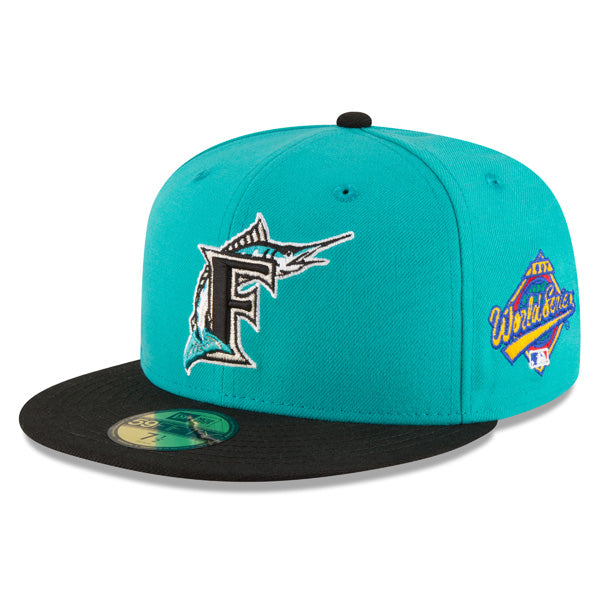 Florida Marlins New Era 1997 WORLD SERIES Side Patch 59FIFTY Fitted MLB Hat – Teal/Black/Gray Bottom