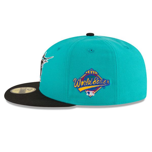 Florida Marlins New Era 1997 WORLD SERIES Side Patch 59FIFTY Fitted MLB Hat – Teal/Black/Gray Bottom