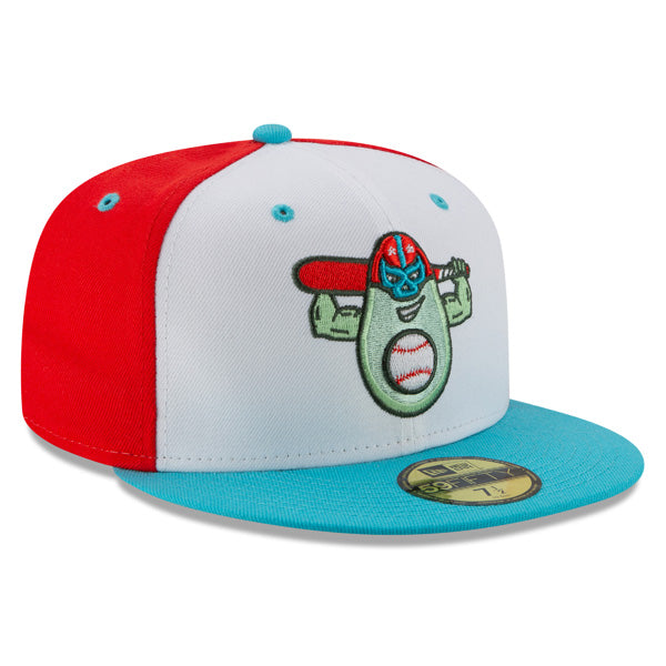 Down East Wood Ducks (Avocados Luchadores ) New Era Copa de la Diversion (FUN CUP) 59FIFTY Fitted Hat - Teal/Red