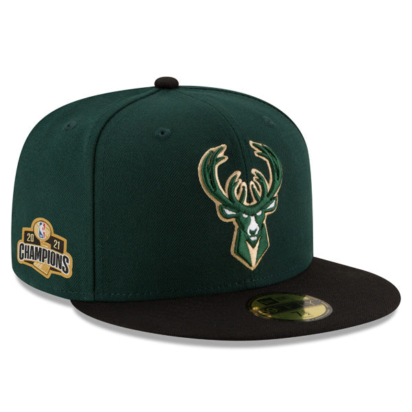 Milwaukee Bucks New Era 2021 NBA Finals Champions Sidepatch Two-Tone 59FIFTY Fitted Hat - Green/Black