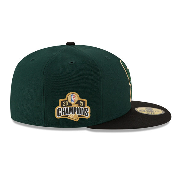 Milwaukee Bucks New Era 2021 NBA Finals Champions Sidepatch Two-Tone 59FIFTY Fitted Hat - Green/Black