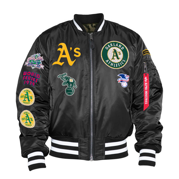 Oakland Athletics Alpha Industries X New Era MA-1 Bomber Reversible Jacket - Black