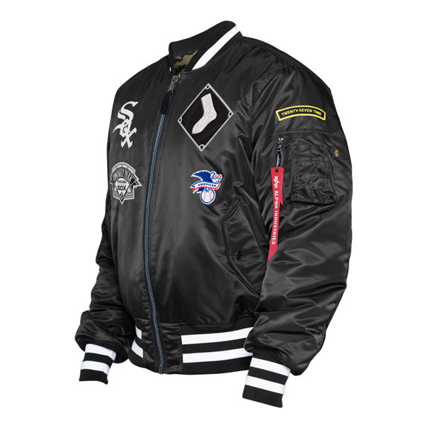 Chicago White Sox Alpha Industries X New Era MA-1 Bomber Reversible Jacket - Black