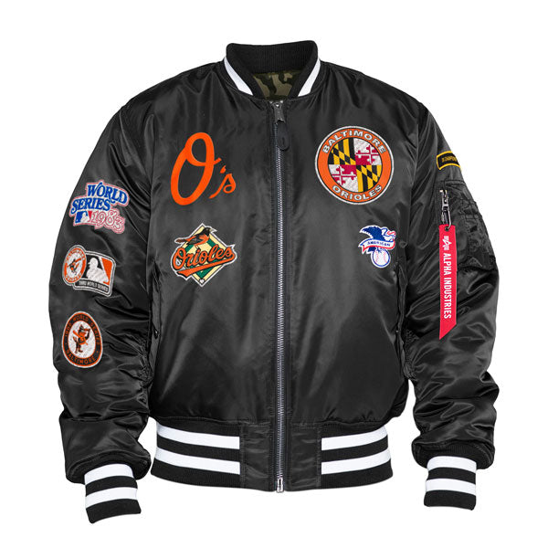 Baltimore Orioles Alpha Industries X New Era MA-1 Bomber Reversible Jacket - Black