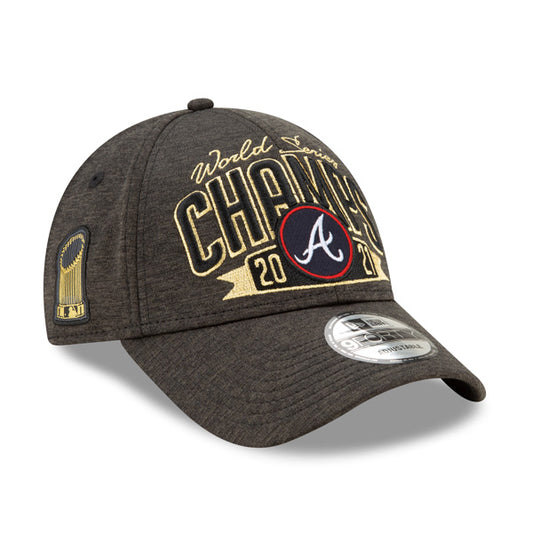 Atlanta Braves New Era 2021 World Series Champions Locker Room 9FORTY Adjustable Hat - Graphite/Gold
