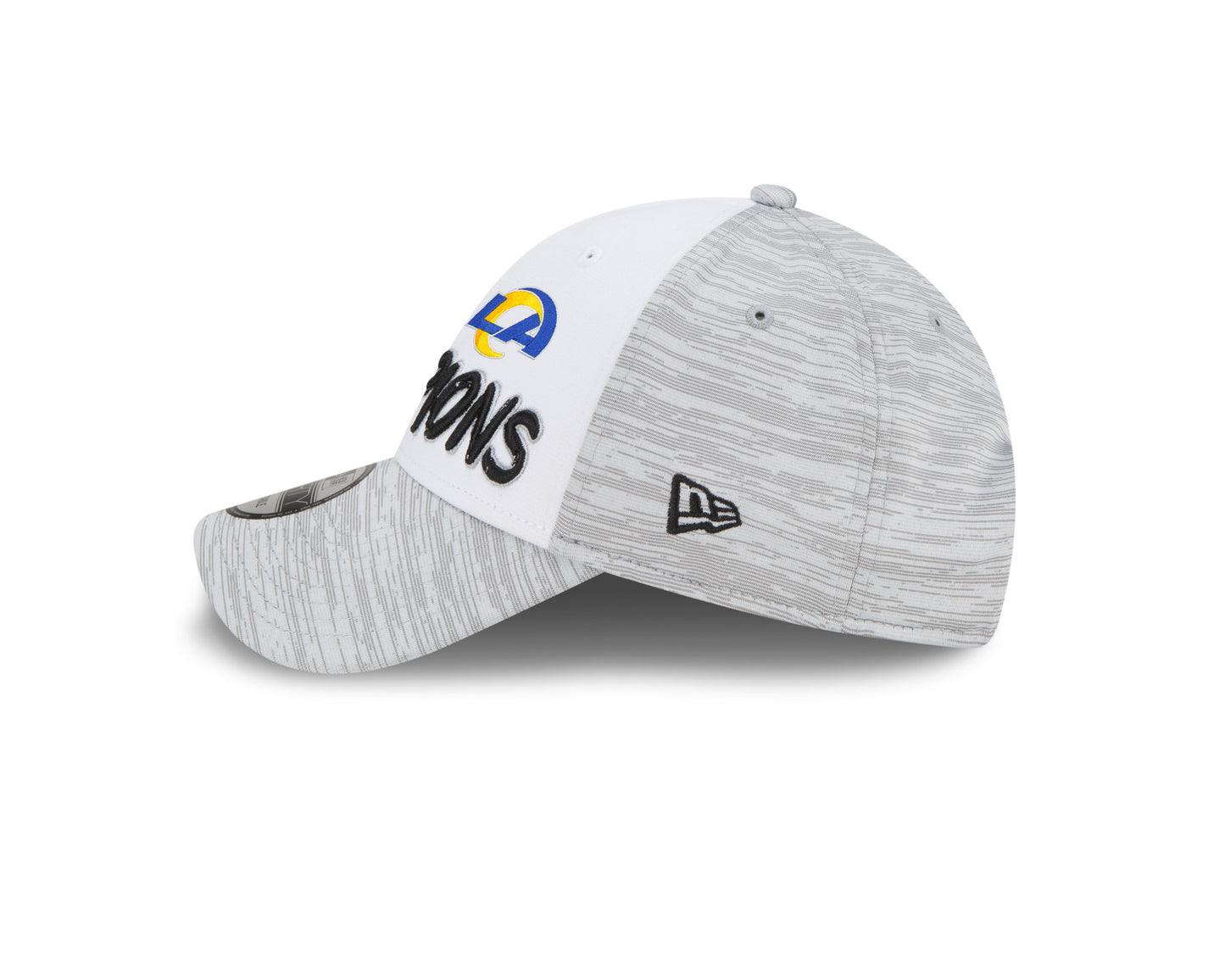 Los Angeles Rams New Era 2021 NFC Champions Locker Room 9FORTY Snapback Adjustable Hat - White/Heathered Gray
