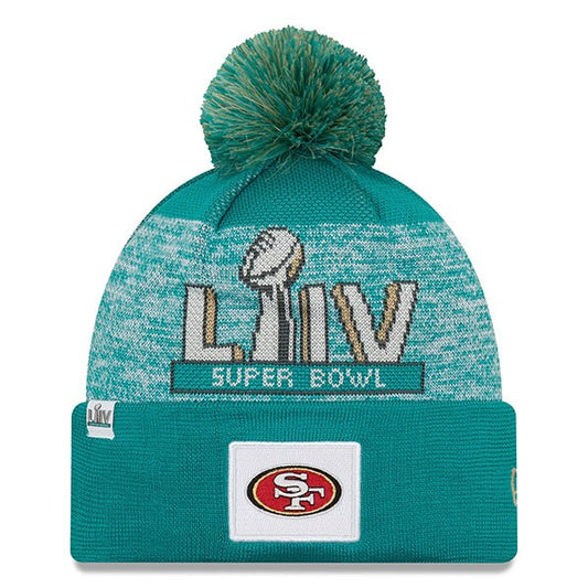 San Francisco 49ers New Era Super Bowl LIV Bound Pom Knit Hat - Aqua