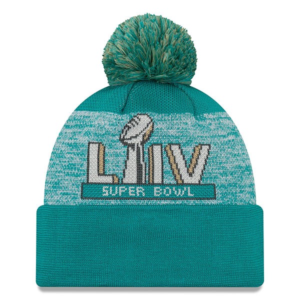 San Francisco 49ers New Era Super Bowl LIV Bound Pom Knit Hat - Aqua