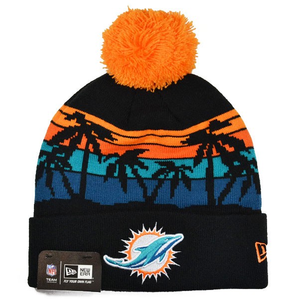 Miami Dolphins WINTER TIDE KNIT New Era Cuffed Pom NFL Hat