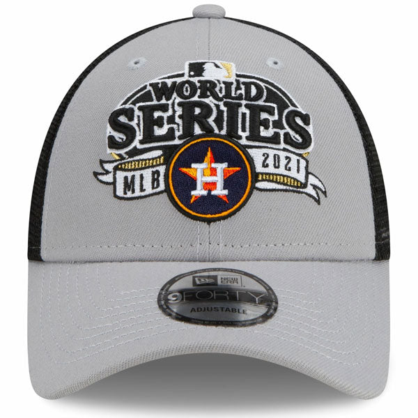 Houston Astros New Era 2021 American League Champions Locker Room 9FORTY Adjustable Hat - Gray/Black