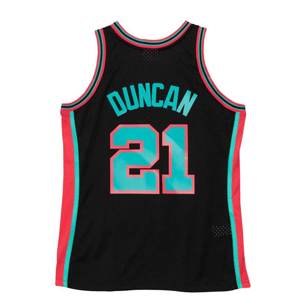 Tim Duncan 1998-99 San Antonio Spurts Mitchell & Ness HWC RELOAD Swingman Jersey - Black/Teal