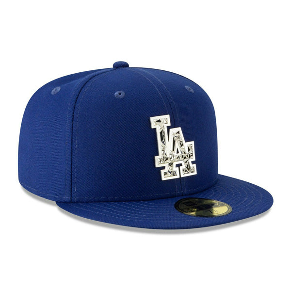 Los Angeles Dodgers New Era FRACTURED METAL 59Fifty Fitted MLB Hat - Royal/Silver