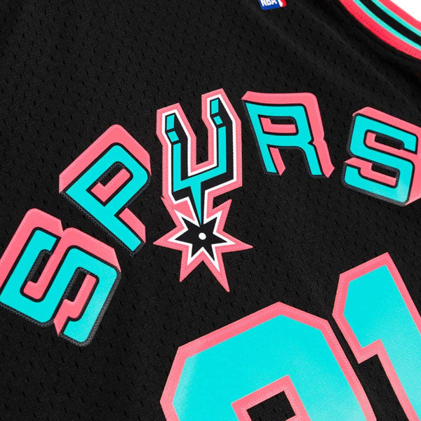 Tim Duncan 1998-99 San Antonio Spurts Mitchell & Ness HWC RELOAD Swingman Jersey - Black/Teal