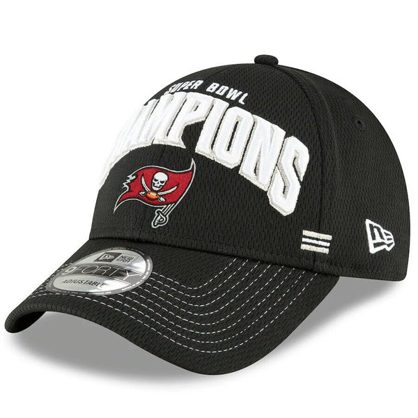 Tampa Bay Buccaneers New Era Super Bowl LV Champions Locker Room 9FORTY Snapback Adjustable Hat - Black