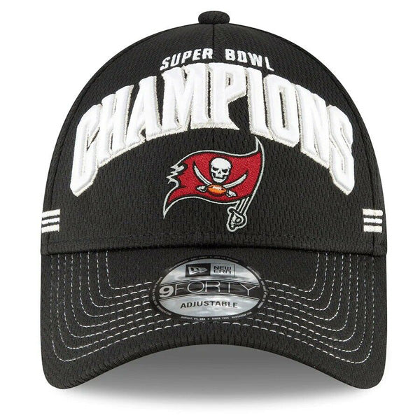 Tampa Bay Buccaneers New Era Super Bowl LV Champions Locker Room 9FORTY Snapback Adjustable Hat - Black