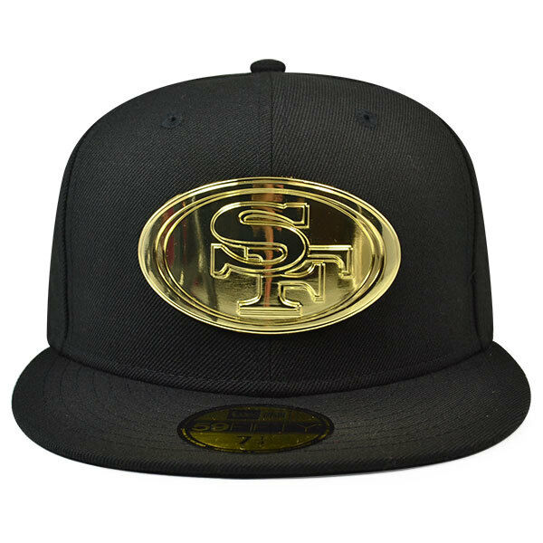 San Francisco 49ers METAL BADGE Fitted 59Fifty New Era NFL Hat - Black/Gold