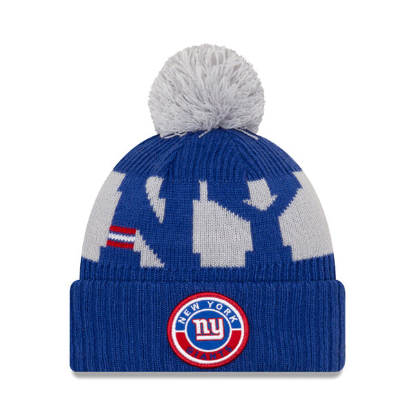 New York Giants New Era 2020 NFL Sideline Official Sport Pom Cuffed Knit Hat
