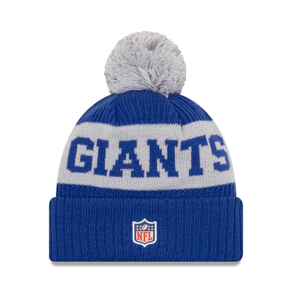 New York Giants New Era 2020 NFL Sideline Official Sport Pom Cuffed Knit Hat