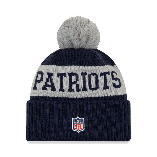 New England Patriots New Era 2020 NFL Sideline Official Sport Pom Cuffed Knit Hat