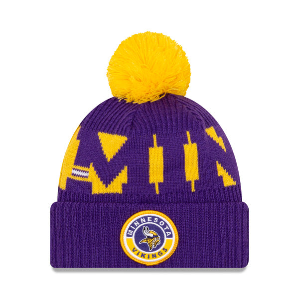 Minnesota Vikings New Era 2020 NFL Sideline Official Sport Pom Cuffed Knit Hat
