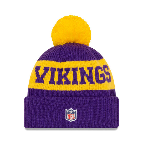 Minnesota Vikings New Era 2020 NFL Sideline Official Sport Pom Cuffed Knit Hat