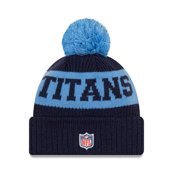 Tennessee Titans New Era 2020 NFL Sideline Official Sport Pom Cuffed Knit Hat