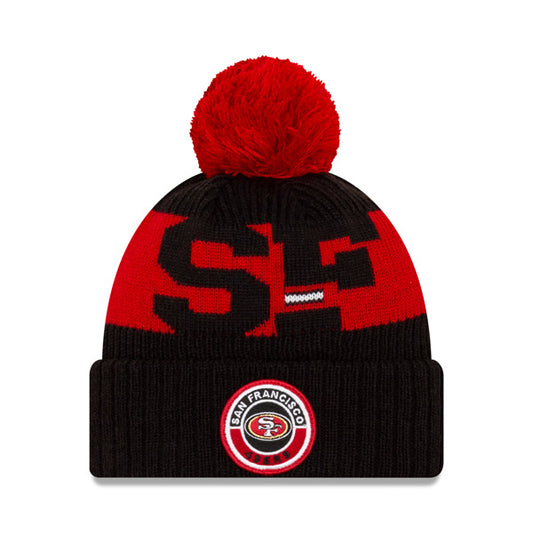 San Francisco 49ers New Era 2020 NFL Sideline Official Sport Pom Cuffed Knit Hat