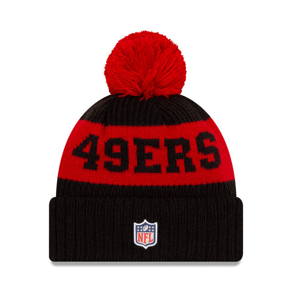 San Francisco 49ers New Era 2020 NFL Sideline Official Sport Pom Cuffed Knit Hat