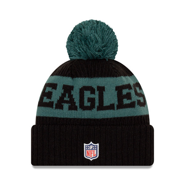 Philadelphia Eagles New Era 2020 NFL Sideline Official Sport Pom Cuffed Knit Hat