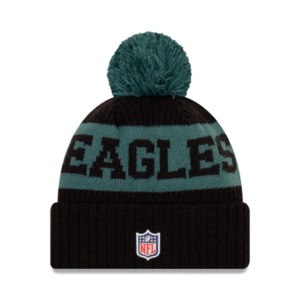 Philadelphia Eagles New Era 2020 NFL Sideline Official Sport Pom Cuffed Knit Hat
