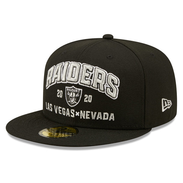 Las Vegas Raiders New Era STACKED Fitted 59Fifty NFL Hat - Black/Silver