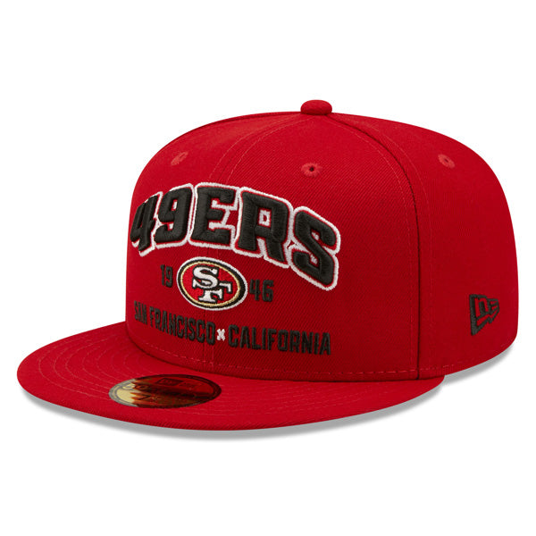 San Francisco 49ers New Era STACKED Fitted 59Fifty NFL Hat - Scarlet
