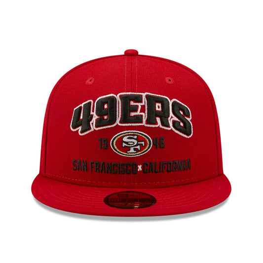 San Francisco 49ers New Era STACKED Fitted 59Fifty NFL Hat - Scarlet